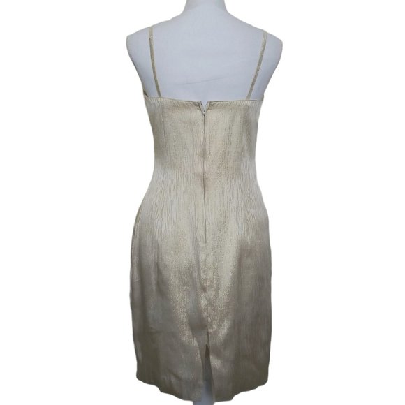 Vtg AJ Bari White Gold Animal Print Cocktail Dress - Picture 3 of 4